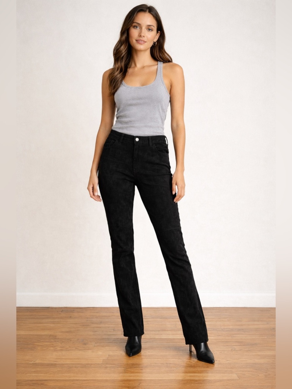 NWOT Alexander Roma Piazza di Espagna Black Suede Pants Size 44 Straight Leg